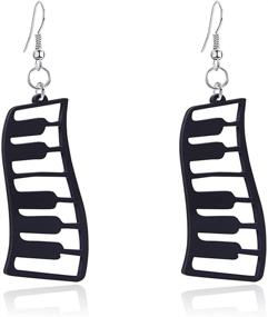 img 4 attached to 🎹 DIYANMMY Trendy Hollow Black Piano Key Dangle Drop Earrings for Women & Girls - Unique Simulated Bohemian Jewelry Gift