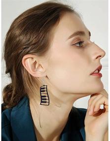 img 1 attached to 🎹 DIYANMMY Trendy Hollow Black Piano Key Dangle Drop Earrings for Women & Girls - Unique Simulated Bohemian Jewelry Gift