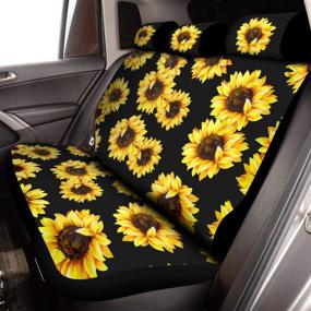 img 1 attached to 🌻 Stylish Sunflower Car Seat Covers Set for Most Cars Sedan SUV - Tupalatus Seat Protector + Rear Backrest Cover + Rear Bench Cover - Women Ladies Gifts, Sunflower Auto Accessories