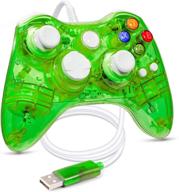 🎮 luxmo premium wired controller for xbox 360 - usb gamepad pc wired joypad for xbox 360/xbox 360 slim/windows 7 8 10 game (green) logo