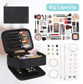 img 3 attached to 👜 2-in-1 DIMJ Makeup Bag and Jewelry Bag: Travel Makeup Bag Organizer with Compartments, Portable Waterproof Storage Case for Cosmetics, Brushes, Necklaces, Earrings, Bracelets, and Toiletries