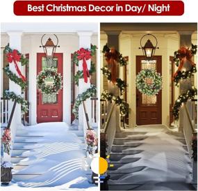 img 2 attached to 🎄 Vibrant Pre-Lit Christmas Wreath for Front Door - 24 inch Winter Home Adornment with 50 Lights and Mixed Decorations - Battery Not Included