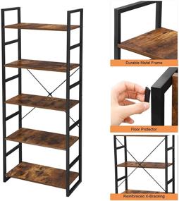 img 1 attached to BEWISHOME Bookshelf Industrial Multifunctional Organizer