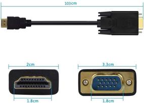 img 1 attached to 🔌 Кабель-переходник HDMI-VGA с позолоченным разъемом - активный видео-конвертер 1080P, HDMI (мужской) к VGA (мужской), 3 фута/1 метр.