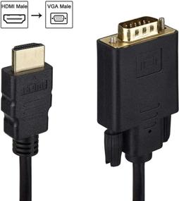 img 2 attached to 🔌 Кабель-переходник HDMI-VGA с позолоченным разъемом - активный видео-конвертер 1080P, HDMI (мужской) к VGA (мужской), 3 фута/1 метр.