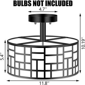 img 3 attached to 💡 Ganiude 3-Lights Semi Flush Mount Light Fixture: Stylish Black Metal Drum Shade for Kitchen, Bedroom, Living Room, Dining Room, Hallway & Foyer Lighting