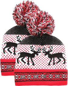 img 4 attached to SSLR Holiday Knitted Christmas 2PCS Red Outdoor Recreation and Hiking & Outdoor Recreation Clothing