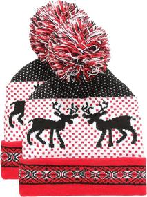 img 3 attached to SSLR Holiday Knitted Christmas 2PCS Red Outdoor Recreation and Hiking & Outdoor Recreation Clothing