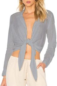 img 4 attached to Women's Casual Sleeve Blouses for the 👚 Perfect Beach Look in Swimsuits & Cover Ups