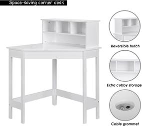 img 2 attached to 🖥️ White Study Desk with Chair for Children - UTEX Kids Desk, Wooden Writing Desk with Storage and Hutch for Home School Use