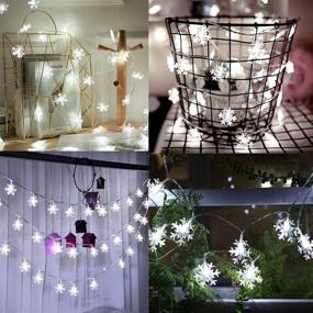 img 1 attached to Snowflake String Lights Outdoor Christmas Decorations, 100 LED 33ft Fairy Light Plug In with 8 Modes, Waterproof Twinkle Lights for Home Garden Bedroom Indoor Decor, Cool White - Ideal for Christmas, Wedding, Party