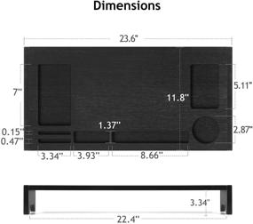 img 2 attached to Подставка для ноутбука настольная из бамбука - 23&#34;, черная, с органайзером для хранения офисных принадлежностей и компьютерная подставка для дома или офиса от Amada HOMEFURNISHING-AMBMS02