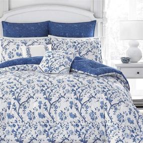 img 4 attached to 🛏️ Laura Ashley Home Elise Collection: Ultra Soft Comforter Set - Stylish Design, All Season Luxury Bedding, Blue, Full/Queen