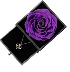 img 2 attached to 🌹 Best Mom Ever: Enchanted Real Rose Flower with Necklace, Eternal Preserved Rose in Drawer, 100 Languages Gift for Valentine's Day (Purple Rose)