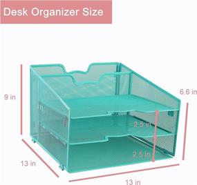 img 1 attached to 🗂️ Meshist Desk Organizer: Metal File Holder Organzier with 3 Letter Tray and 1 Upright Section - Blue, Ideal for Home Office Supplies and Desk Accessories