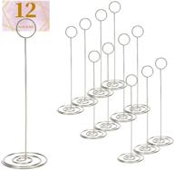 📇 derblue 24pcs table number holders - elegant tall metal place card holder stand for wedding party menus, banquets - round silver design logo