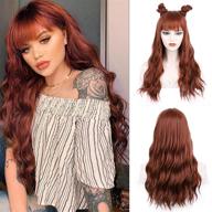 🔥 auburn wig with bangs - long synthetic wavy wig for women | copper red color | ideal for daily use & parties | 24 inch length logo