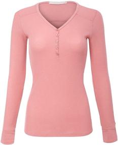 img 4 attached to MixMatchy Womens Sleeve V Neck Thermal Women's Clothing in Lingerie, Sleep & Lounge