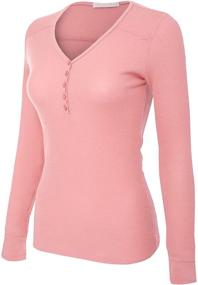 img 3 attached to MixMatchy Womens Sleeve V Neck Thermal Women's Clothing in Lingerie, Sleep & Lounge