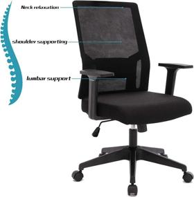 img 3 attached to 💺 Comfort meets productivity: HESF Office Chair, Ergonomic Computer Desk Chair with Rotatable Mesh Design, Wheels, Arms, and Waist Support (Mid Back, Black)