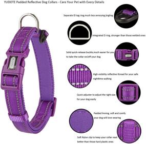 img 2 attached to 🐶 YUDOTE Reflective Nylon Dog Collar and Leash Set - Adjustable Soft Puppy Collars with Neoprene Padding, Ideal for Large, Medium, and Small Dogs