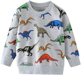 img 2 attached to 🦖 Adorable Dinosaur Car Print Hoodies: Long Sleeve Toddler Boys Sweatshirts for Kids