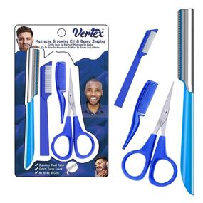 img 4 attached to Complete Movember Mens Beard Grooming Kit - Mustache Scissors, Comb, and Trimmer with Straight Edge Razor for Perfectly Shaped Beards, Goatee, and Mustaches - Includes Stainless Steel Edger, Mustache Wax Brush, and Travel Razor - Disposable Razors Included