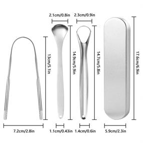 img 3 attached to 🦷 Premium Stainless Steel Tongue Scraper with Rust-Resistant Dental Cleaner and Convenient Storage Case (3pc Silver Set)