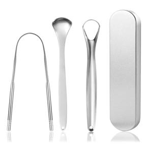 img 4 attached to 🦷 Premium Stainless Steel Tongue Scraper with Rust-Resistant Dental Cleaner and Convenient Storage Case (3pc Silver Set)