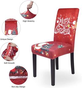 img 2 attached to 🎅 Spandex Stretch Christmas Dining Chair Covers - Removable & Washable Slipcovers for Dining Room - Festive Decoration for Home, Kitchen, Wedding Party - Set of 4