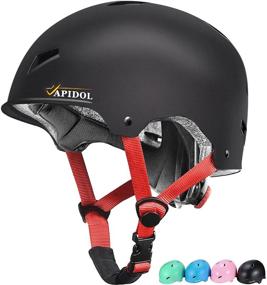 img 4 attached to 🚴 Multi-Sport Helmet for Kids, Youth & Adults - Impact Resistant ABS Shell, Adjustable Size, Removable Breathable Lining - Scooter Bike & Skateboard Helmet