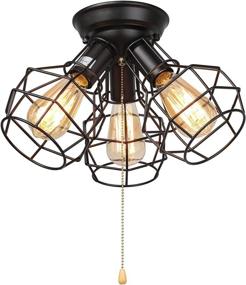 img 4 attached to 15 inch Black Wire Cage Ceiling Light Fixture with Pull Chain for Bedroom & Kitchen Island