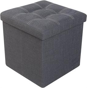 img 4 attached to 🪑 Premium Grey Linen Folding Ottoman Foot Rest Stool Seat Footrest Shoe Storage Organizer - Versatile Space-Saving Bench - Cube 15" x 15" x 15