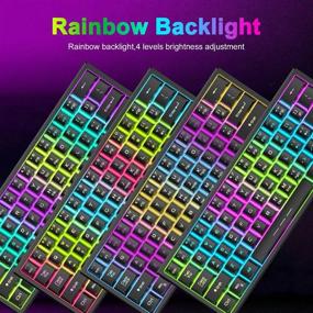 img 3 attached to Rechargeable 61-Key Rainbow Backlit Wireless Gaming Keyboard and Mouse Combo with 4000mAh Battery, Mechanical Feel, Ergonomic Design, Quiet Operation, RGB Mute Mice, and Mousepad – Ideal for PS4, Xbox One, Desktop, PC