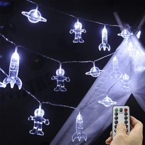 img 4 attached to 🚀 Rocket Spaceship Astronaut String Lights Battery Operated 20 LED 11 FT 8 Modes Waterproof Night Lights String for Kids Room Tent Birthday Party Christmas Indoor Outdoor Decor White+ Mankinlu