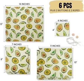 img 3 attached to 🥑 Assorted 6 Pack Beeswax Reusable Food Wraps - Studio Simeuri Beeswax Wrap for Cheese, Breads & Food Storage Containers - Sustainable Gift Wrappers (Avocado)