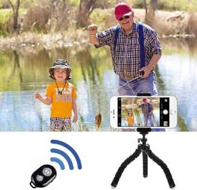 img 1 attached to 📱 Portable Phone Tripod Stand Holder with Wireless Remote and Universal Clip - Compact, Adjustable, and Compatible with iPhone, Android Phone, Sports Camera