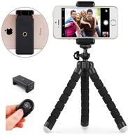 📱 portable phone tripod stand holder with wireless remote and universal clip - compact, adjustable, and compatible with iphone, android phone, sports camera logo