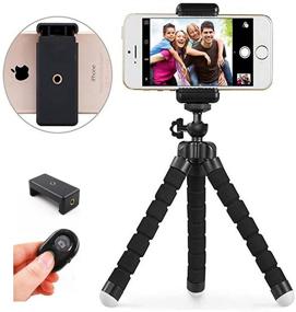 img 4 attached to 📱 Portable Phone Tripod Stand Holder with Wireless Remote and Universal Clip - Compact, Adjustable, and Compatible with iPhone, Android Phone, Sports Camera