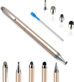 img 4 attached to Penyeah 4-in-1 Stylus Pens for Touch Screens - High Sensitivity and Precision with Disc 🖊️ Tip, Black Rubber Tip, and Mesh Fiber Tip - Universal for All Capacitive Touch Screen Devices (Gold)