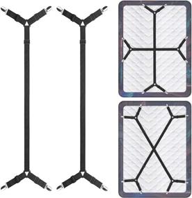 img 4 attached to 🛏️ ZOEYLAN Adjustable Bed Sheet Holder Straps - Secure and Elastic Sheet Clips for All Bed Sizes - Crisscross Mattress Sheet Keeper Straps - 2pcs Black