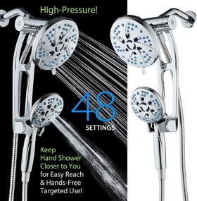 img 2 attached to 🚿 AquaCare Spa Station High Pressure Shower Head Combo with Adjustable Arm - 48 Refreshing Modes, Rain & Handheld 3-way, Antimicrobial Nozzles, 6ft Stainless Steel Hose, Wall Bracket - All Chrome Finish