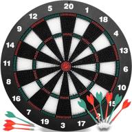 🎯 innocheer safety darts and kids dart board set - 16 inch rubber dart board with 9 soft tip darts for children, adults, office and family fun time логотип