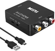 🎮 runbod преобразователь rca в hdmi - полный hd 1080p композитный cvbs av в hdmi видео аудио конвертер с usb кабелем для зарядки - совместим с ps2, wii, xbox, vhs, dvd-проигрывателями - поддержка pal/ntsc (черный) логотип