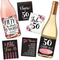 🍾 50th birthday wine bottle labels - funny pink & gold party decorations for her, celebrate 50 years milestone gifts - ideal for friend, wife, mom! logo