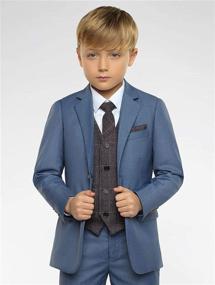 img 3 attached to 🤵 Paisley of London Sampson Chambray Boys Wedding Suit X-Large - 20" with Benedict Gray Navy Vest: Perfect Slim Fit Suit for Special Occasions