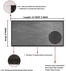 img 1 attached to 🏕️ Tentproinc RV Awning Sun Shade Mesh Screen 6'X12'3'' Black UV Sunblock Complete Kits: Ultimate Protection for Motorhome Camping Trailer Canopy Shelter - 3 Years Limited Warranty