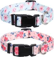 🌸 lamphyface 2 pack dog collar floral - adjustable nylon pet collars for small, medium & large dogs/puppies logo