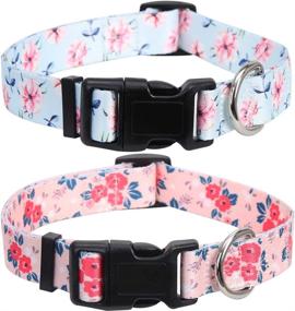 img 4 attached to 🌸 Lamphyface 2 Pack Dog Collar Floral - Adjustable Nylon Pet Collars for Small, Medium & Large Dogs/Puppies