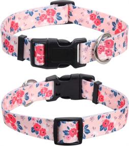 img 2 attached to 🌸 Lamphyface 2 Pack Dog Collar Floral - Adjustable Nylon Pet Collars for Small, Medium & Large Dogs/Puppies